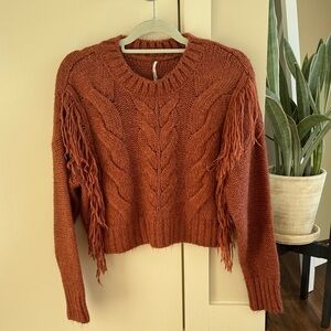 Free People Terracotta Cable Knit Sweater